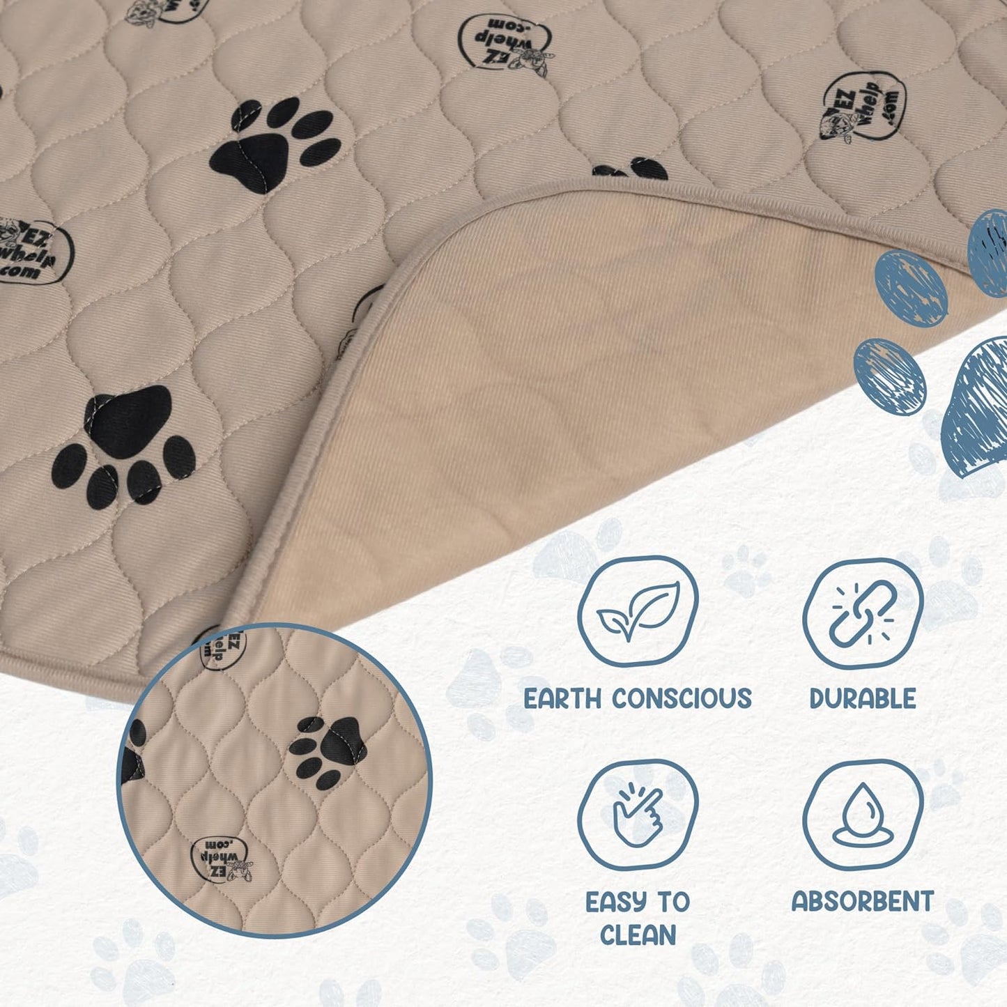 2-Pack Reusable Dog Pee Pads - Washable Waterproof