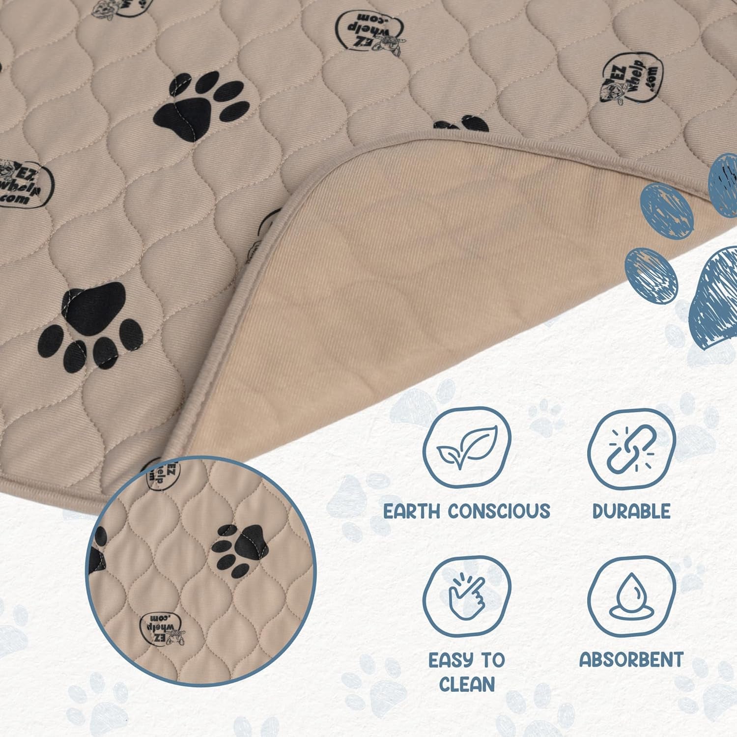 2-Pack Reusable Dog Pee Pads - Washable Waterproof